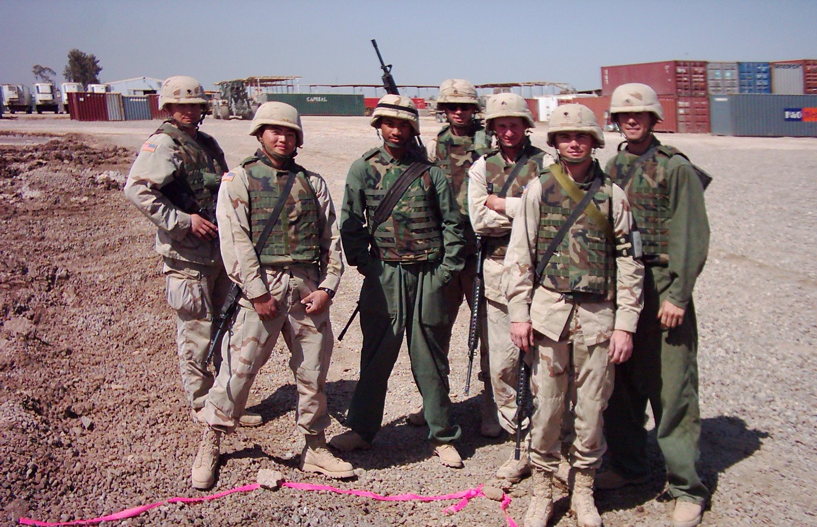 1014th soldiers in body armor before a mission, March 2004.