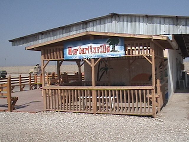 The “Mortaritaville” pavilion at Log Base Seitz, March 2004. Lt. Col. Curt Higdon gave the base the name in October 2003 for the mortar fire its soldiers lived under.